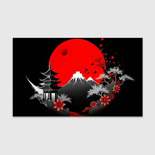 Бумага для упаковки Японская гора и красная луна / 3D-принт – фото 1