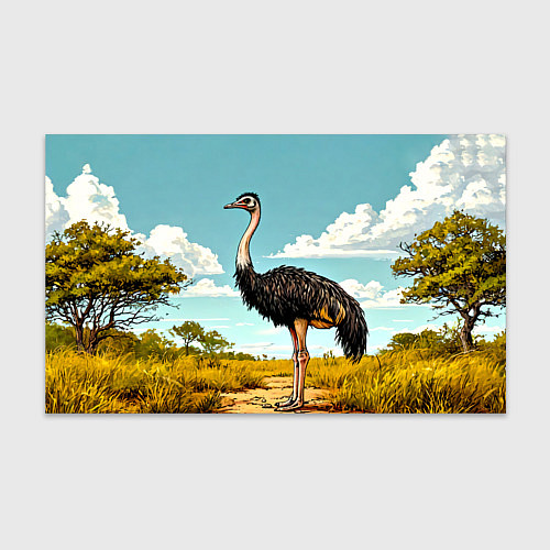 Бумага для упаковки Страус в природе / 3D-принт – фото 1