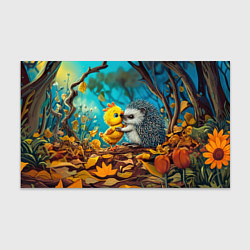 Бумага для упаковки Милые ежик с цыпленком в осеннем лесу, цвет: 3D-принт