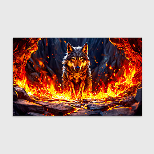 Бумага для упаковки Волк в огненной пещере / 3D-принт – фото 1