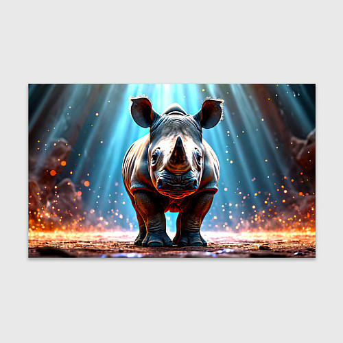 Бумага для упаковки Носорог в лучах / 3D-принт – фото 1