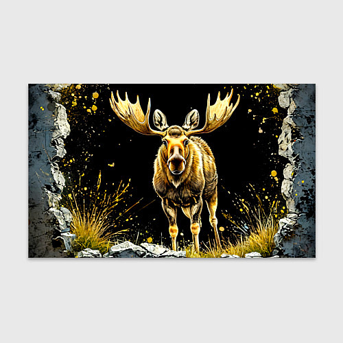 Бумага для упаковки Лось на черном / 3D-принт – фото 1