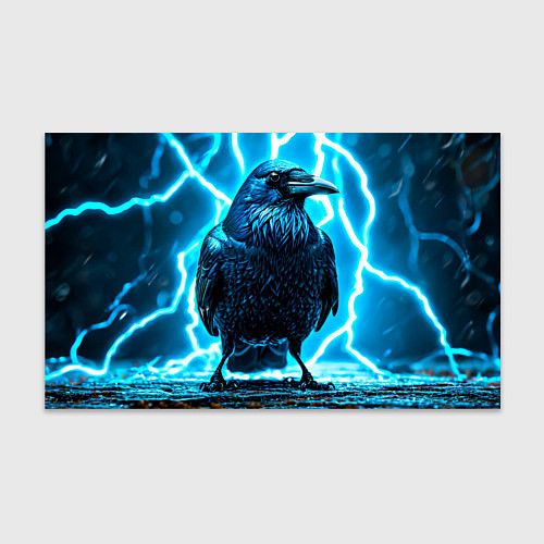 Бумага для упаковки Черный ворон в разрядах молнии / 3D-принт – фото 1