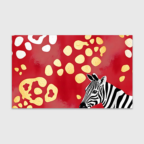 Бумага для упаковки Зебра на красном фоне / 3D-принт – фото 1