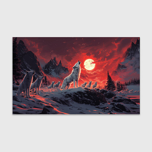 Бумага для упаковки Волк воет на красную луну / 3D-принт – фото 1