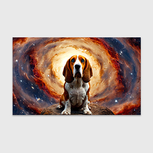 Бумага для упаковки Бассет-хаунд в космосе / 3D-принт – фото 1