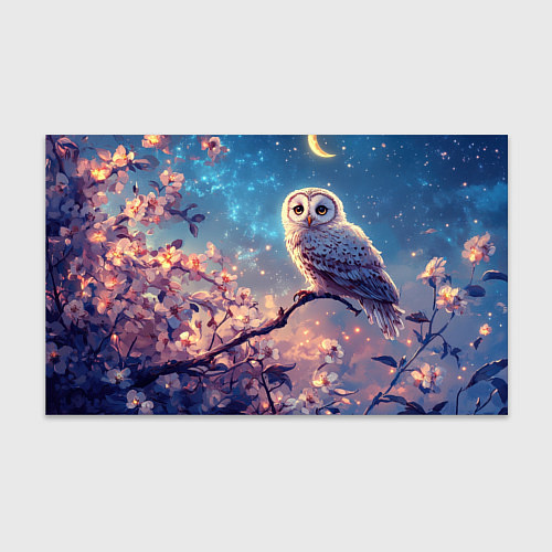 Бумага для упаковки Сова на фоне ночного неба / 3D-принт – фото 1