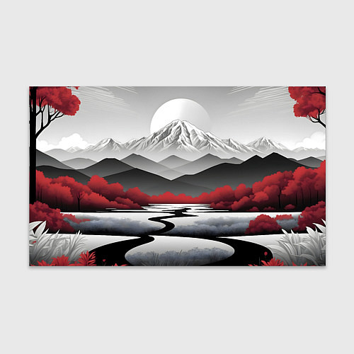 Бумага для упаковки Белые горы и красные деревья / 3D-принт – фото 1