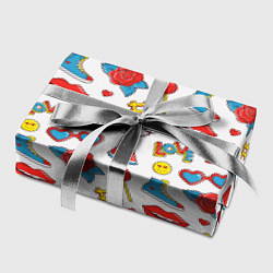 Бумага для упаковки Паттерн с яркими молодежными стикерами, цвет: 3D-принт — фото 2