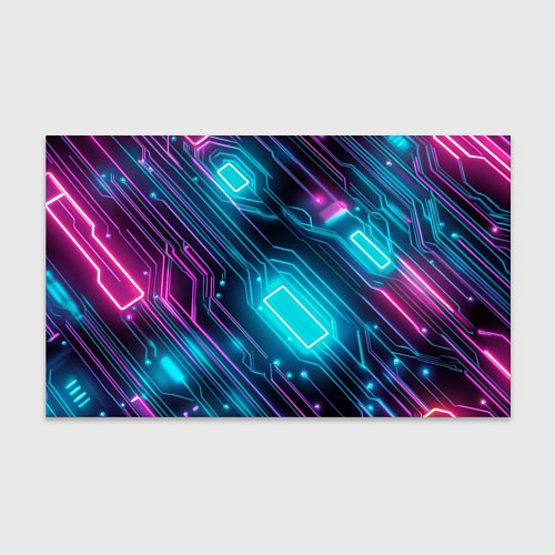 Бумага для упаковки Неоновый узор киберпанк микросхемы / 3D-принт – фото 1