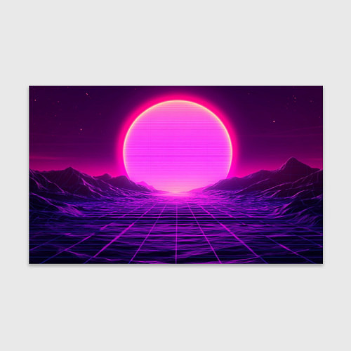 Бумага для упаковки Синтвейв ретровейв неоновый узор и солнце / 3D-принт – фото 1