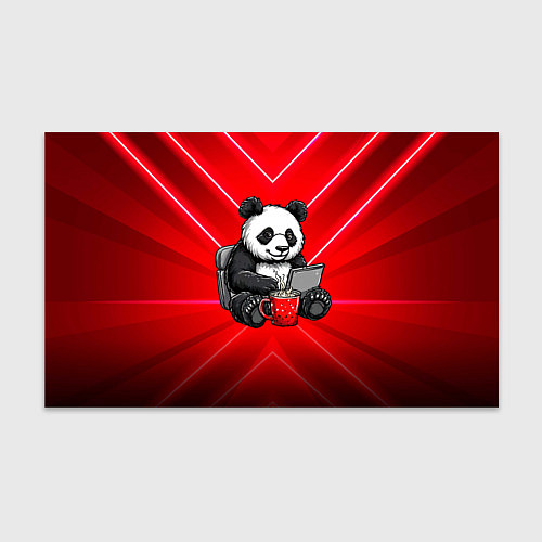 Бумага для упаковки Панда работает за ноутбуком / 3D-принт – фото 1