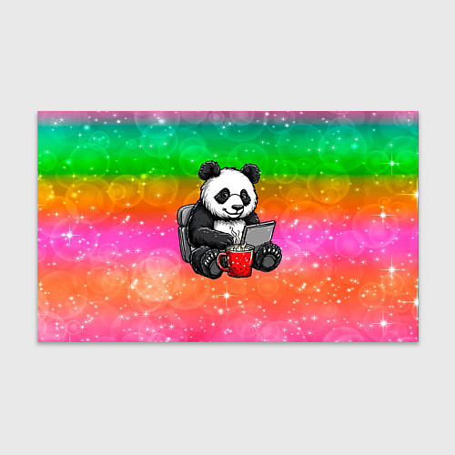 Бумага для упаковки Панда с кофе за ноутом / 3D-принт – фото 1