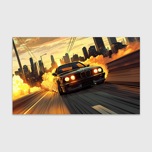 Бумага для упаковки БМВ на фоне заката / 3D-принт – фото 1