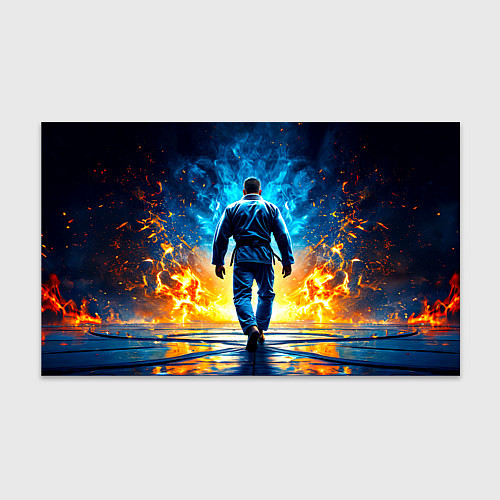 Бумага для упаковки Боец джиу-джитсу в синем пламени / 3D-принт – фото 1