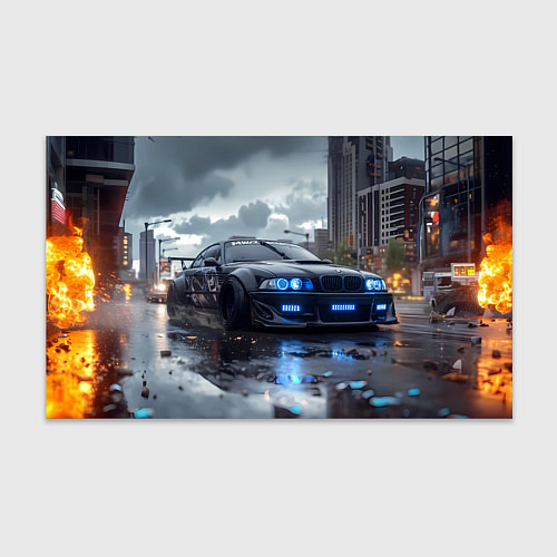 Бумага для упаковки BMW синие фары дождливая погода / 3D-принт – фото 1