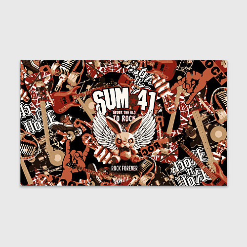Бумага для упаковки Sum 41 на фоне кролика и гитар / 3D-принт – фото 1