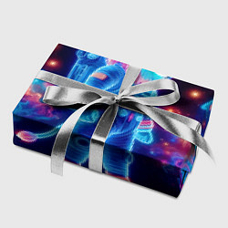 Бумага для упаковки Неоновый лев космонавт - нейроарт, цвет: 3D-принт — фото 2