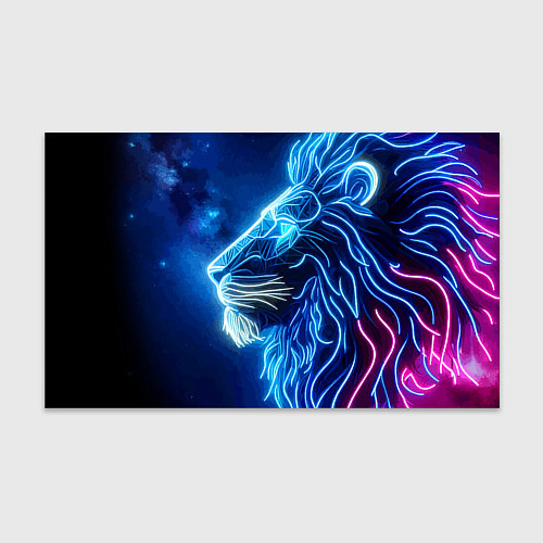 Бумага для упаковки Профиль космического неонового льва - нейроарт / 3D-принт – фото 1