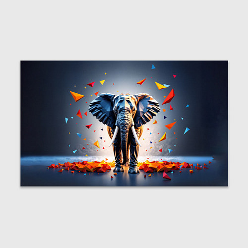 Бумага для упаковки Геометрический слон и цветные полигоны / 3D-принт – фото 1