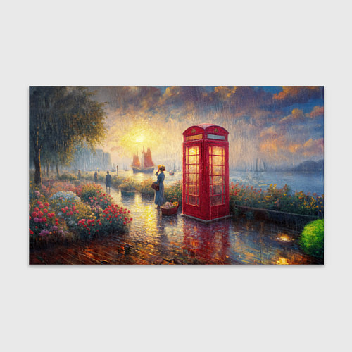 Бумага для упаковки Женщина у телефонной будки на набережной / 3D-принт – фото 1