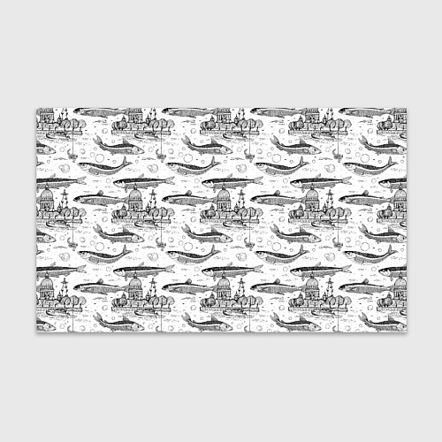 Бумага для упаковки Корюшка и рыбалка в Питере паттерн / 3D-принт – фото 1