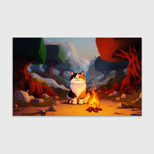 Бумага для упаковки Котик в кубическом мире / 3D-принт – фото 1