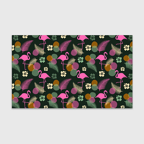 Бумага для упаковки Фламинго и листья на темно-зеленом / 3D-принт – фото 1