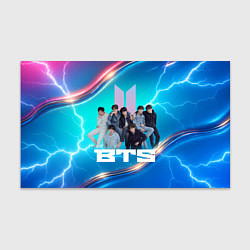 Бумага для упаковки BTS синий фон с молниями, цвет: 3D-принт