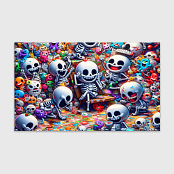 Бумага для упаковки Смеющиеся прикольные скелетики - нейроарт, цвет: 3D-принт