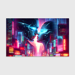 Бумага для упаковки Cyber neon kiss - ai art fantasy, цвет: 3D-принт