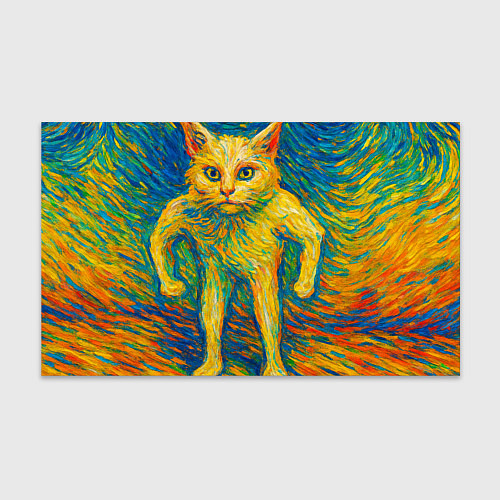 Бумага для упаковки Борзый кот в стиле Ван Гога / 3D-принт – фото 1
