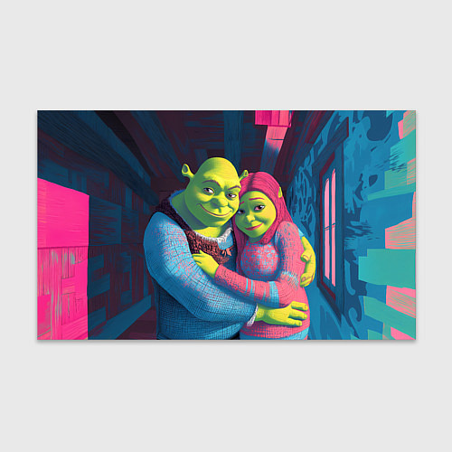 Бумага для упаковки Шрек и Фиона в обнимку / 3D-принт – фото 1