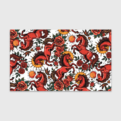 Бумага для упаковки Красный конь в стиле татуировки / 3D-принт – фото 1