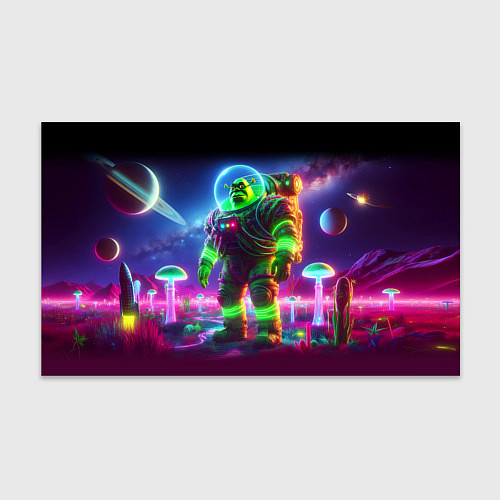 Бумага для упаковки Космонавт Шрук в неоновом скафандре на загадочной / 3D-принт – фото 1