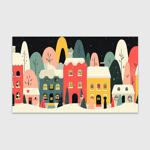 Бумага для упаковки Разноцветные новогодние дома / 3D-принт – фото 1