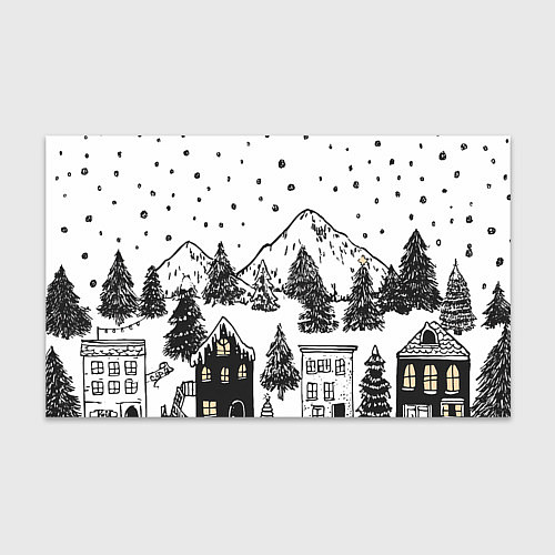 Бумага для упаковки Заснеженный черно-белый город / 3D-принт – фото 1