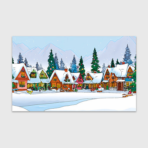 Бумага для упаковки Новогодник дворик / 3D-принт – фото 1