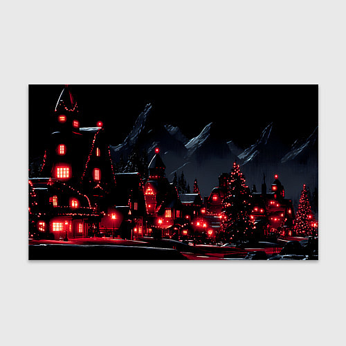 Бумага для упаковки Новогодняя ночь и красные гирлянды / 3D-принт – фото 1