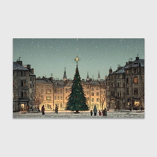 Бумага для упаковки Новогодняя елка во дворе / 3D-принт – фото 1