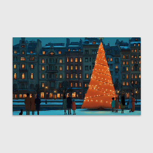 Бумага для упаковки Городская светящаяся елка / 3D-принт – фото 1