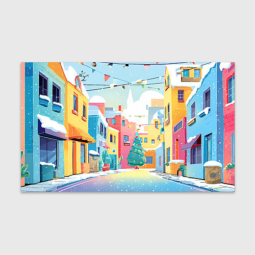 Бумага для упаковки Разноцветный новогодний дворик / 3D-принт – фото 1