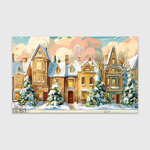 Бумага для упаковки Новогодний город / 3D-принт – фото 1