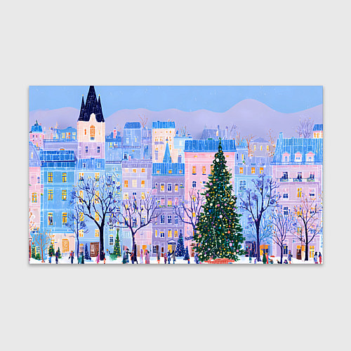 Бумага для упаковки Новогодний двор / 3D-принт – фото 1