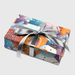 Бумага для упаковки Дети во дворе лепят снеговика, цвет: 3D-принт — фото 2