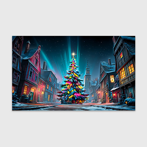 Бумага для упаковки Новогодняя елка в гирляндах / 3D-принт – фото 1