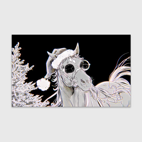 Бумага для упаковки Новогодняя лошадь в круглых очках / 3D-принт – фото 1