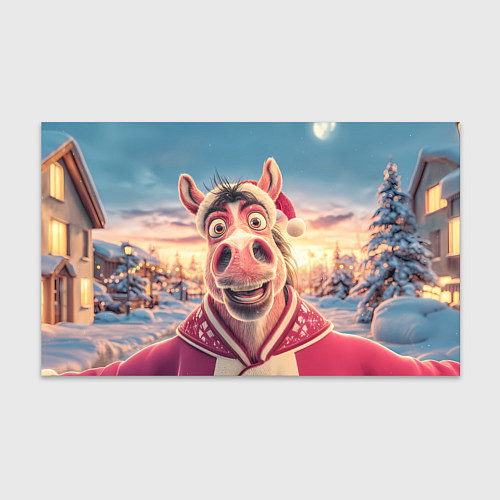 Бумага для упаковки Счастливая новогодняя лошадь / 3D-принт – фото 1