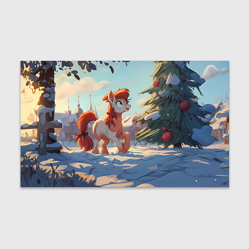 Бумага для упаковки Лошадка любуется елкой / 3D-принт – фото 1