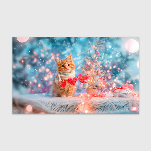 Бумага для упаковки Котенок и гирлянда из сердечек / 3D-принт – фото 1